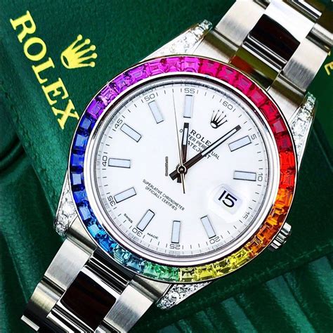 rsinbow rolex|Rolex with rainbow bezel.